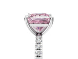 White gold Fancy Pink Princess Cut Diamond Brilliant Solitaire Ring with Pavé Band and Four-Prong Setting_17