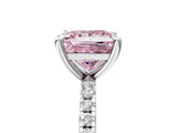 White gold Fancy Pink Princess Cut Diamond Brilliant Solitaire Ring with Pavé Band and Four-Prong Setting_17