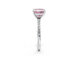 White gold Fancy Pink Princess Cut Diamond Brilliant Solitaire Ring with Pavé Band and Four-Prong Setting_20