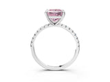 White gold Fancy Pink Princess Cut Diamond Brilliant Solitaire Ring with Pavé Band and Four-Prong Setting_21