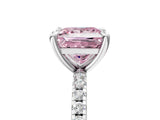White gold Fancy Pink Princess Cut Diamond Brilliant Solitaire Ring with Pavé Band and Four-Prong Setting_23