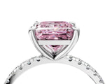 White gold Fancy Pink Princess Cut Diamond Brilliant Solitaire Ring with Pavé Band and Four-Prong Setting_28
