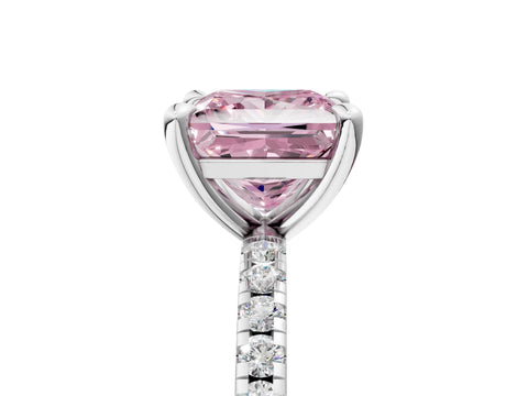 White gold Fancy Pink Princess Cut Diamond Brilliant Solitaire Ring with Pavé Band and Four-Prong Setting_5