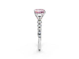 White gold Fancy Pink Princess Cut Diamond Cathedral Solitaire Ring with Round  Pavé Band_55