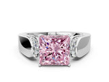 White gold Fancy Pink Princess Cut Diamond Channel Set Solitaire Ring with Four-Prong Setting_25