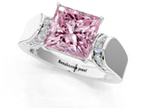 White gold Fancy Pink Princess Cut Diamond Channel Set Solitaire Ring with Four-Prong Setting_31