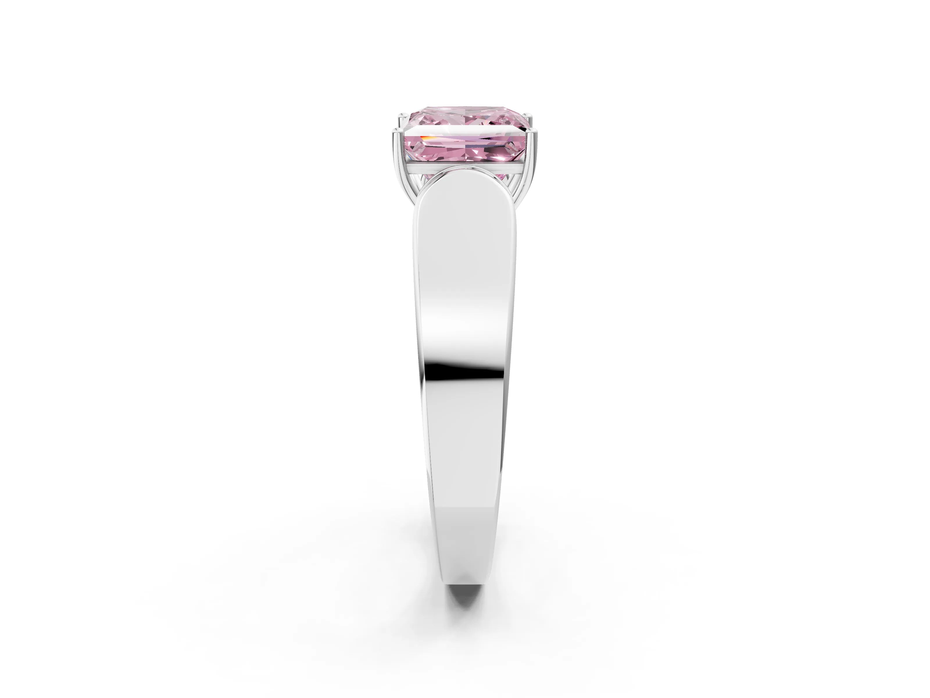White gold Fancy Pink Princess Cut Diamond Channel Set Solitaire Ring with Four-Prong Setting_44