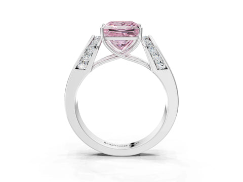 White gold Fancy Pink Princess Cut Diamond Channel Set Solitaire Ring with Four-Prong Setting_45