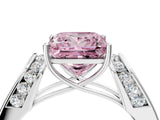 White gold Fancy Pink Princess Cut Diamond Channel Set Solitaire Ring with Four-Prong Setting_46