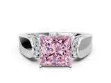 White gold Fancy Pink Princess Cut Diamond Channel Set Solitaire Ring with Four-Prong Setting_48