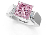 White gold Fancy Pink Princess Cut Diamond Channel Set Solitaire Ring with Four-Prong Setting_49