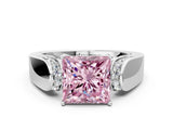 White gold Fancy Pink Princess Cut Diamond Channel Set Solitaire Ring with Four-Prong Setting_78