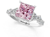 White gold Fancy Pink Princess Cut Diamond Cluster Pavé Band with Four-Prong Setting_13
