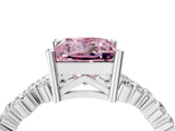 White gold Fancy Pink Princess Cut Diamond Cluster Pavé Band with Four-Prong Setting_16