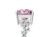 White gold Fancy Pink Princess Cut Diamond Cluster Pavé Band with Four-Prong Setting_17