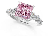 White gold Fancy Pink Princess Cut Diamond Cluster Pavé Band with Four-Prong Setting_28