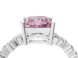 White gold Fancy Pink Princess Cut Diamond Cluster Pavé Band with Four-Prong Setting_31