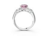 White gold Fancy Pink Princess  Cut Diamond Cluster Ring with Round Accent Stones and Prong Setting on a Classic Band_33