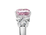 White gold Fancy Pink Princess  Cut Diamond Cluster Ring with Round Accent Stones and Prong Setting on a Classic Band_34