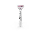 White gold Fancy Pink Princess Cut Diamond Cluster Side Stone Solitaire Ring with Prong Setting_55