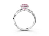 White gold Fancy Pink Princess Cut Diamond Cluster Side Stone Solitaire Ring with Prong Setting_56