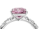 White gold Fancy Pink Princess Cut Diamond Cluster Side Stone Solitaire Ring with Prong Setting_56