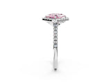 White gold Fancy Pink Princess Cut Diamond Cushion Halo Ring with Pavé Band_15