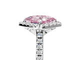 White gold Fancy Pink Princess Cut Diamond Cushion Halo Ring with Pavé Band_17