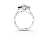 White gold Fancy Pink Princess Cut Diamond Cushion Halo Ring with Pavé Band_4