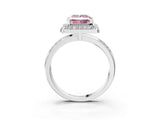 White gold Fancy Pink Princess Cut Diamond Double Halo Ring with Split Shank and Four-Prong Setting_15