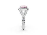 White gold Fancy Pink Princess Cut Diamond Double Halo Ring with Split Shank and Prong Setting_29