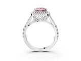 White gold Fancy Pink Princess Cut Diamond Double Halo Ring with Split Shank and Prong Setting_30