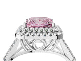 White gold Fancy Pink Princess Cut Diamond Double Halo Ring with Split Shank and Prong Setting_31