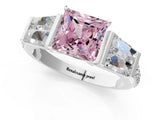 White gold Fancy Pink Princess Cut Diamond Engagement Ring with Baguette Side Stones and Channel Set Band_30