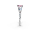 White gold Fancy Pink Princess Cut Diamond Engagement Ring with Baguette Side Stones and Channel Set Band_31