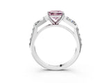 White gold Fancy Pink Princess Cut Diamond Engagement Ring with Baguette Side Stones and Channel Set Band_32