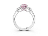 White gold Fancy Pink Princess  Cut Diamond Engagement Ring with Bezel Set Round Side Stones and Prong Setting_31