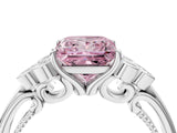 White gold Fancy Pink Princess  Cut Diamond Engagement Ring with Bezel Set Round Side Stones and Prong Setting_33
