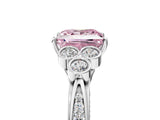 White gold Fancy Pink Princess  Cut Diamond Engagement Ring with Bezel Set Round Side Stones and Prong Setting_34
