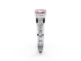 White gold Fancy Pink Princess  Cut Diamond Engagement Ring with Pavé Band and Four-Prong Setting_5