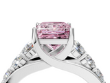 White gold Fancy Pink Princess  Cut Diamond Engagement Ring with Pavé Band and Four-Prong Setting_7