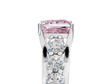 White gold Fancy Pink Princess  Cut Diamond Engagement Ring with Pavé Band and Four-Prong Setting_8
