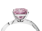 White gold Fancy Pink Princess Cut Diamond Engagement Ring with Side Stone Accents and Four-Prong Setting_112