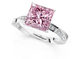 White gold Fancy Pink Princess Cut Diamond Engagement Ring with Side Stone Accents and Four-Prong Setting_25
