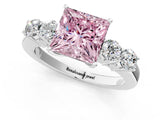 White gold Fancy Pink Princess  Cut Diamond Five-Stone Prong Set White Gold Ring_49
