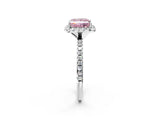 White gold Fancy Pink Princess  Cut Diamond Floral Halo Engagement Ring with Pavé Band and Prong Setting_31