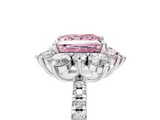 White gold Fancy Pink Princess  Cut Diamond Floral Halo Pave Band with Prong Setting_5