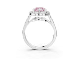 White gold Fancy Pink Princess Cut Diamond Floral Halo Split Shank Prong Setting Ring_9