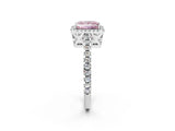 White gold Fancy Pink Princess Cut Diamond Halo Engagement Ring with Pavé Band and Prong Setting_53