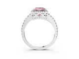 White gold Fancy Pink Princess Cut Diamond Halo Engagement Ring with Pavé Band and Prong Setting_54